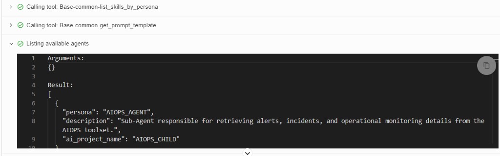 Fabaio tool call log: default Calling tool labels vs tool alias Listing available agents