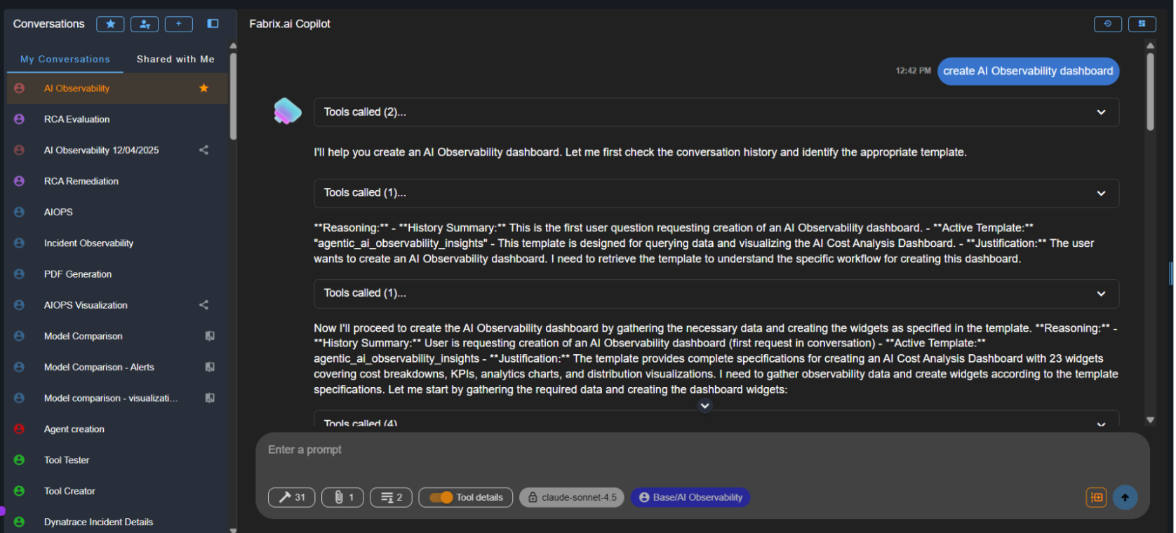 Fabrix.ai Copilot Interface