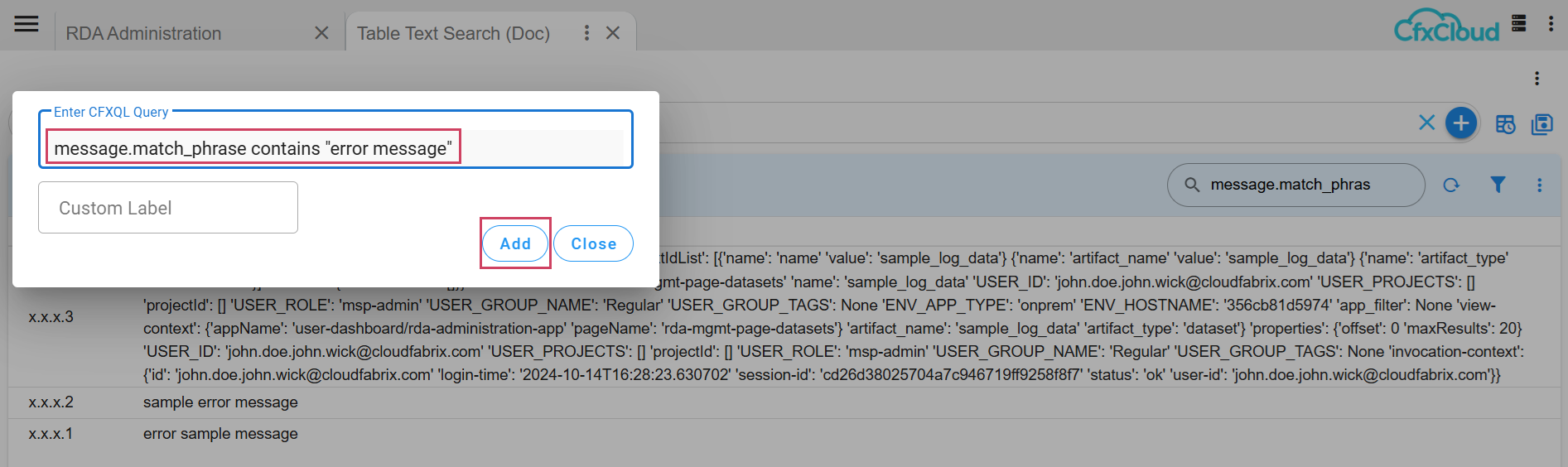CFXQL Output