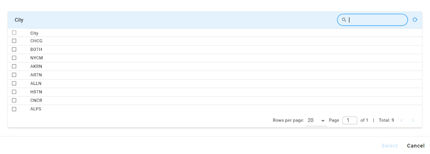 Selector Dialog
