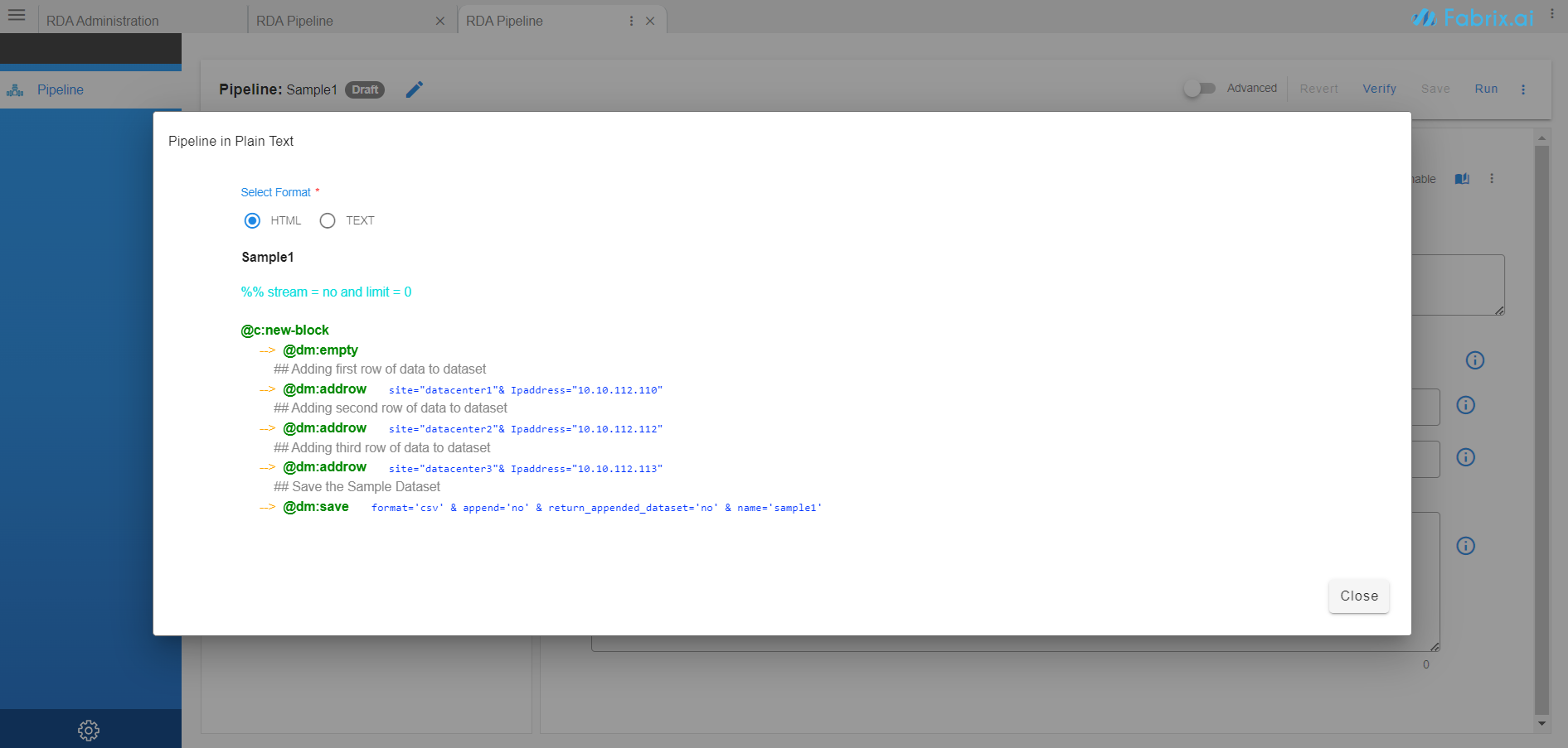 Portal Pipeline Plain Text