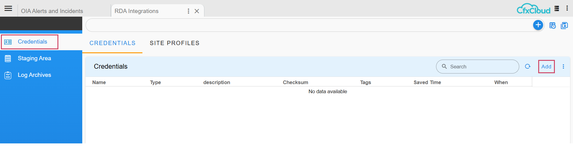 Add Credentials