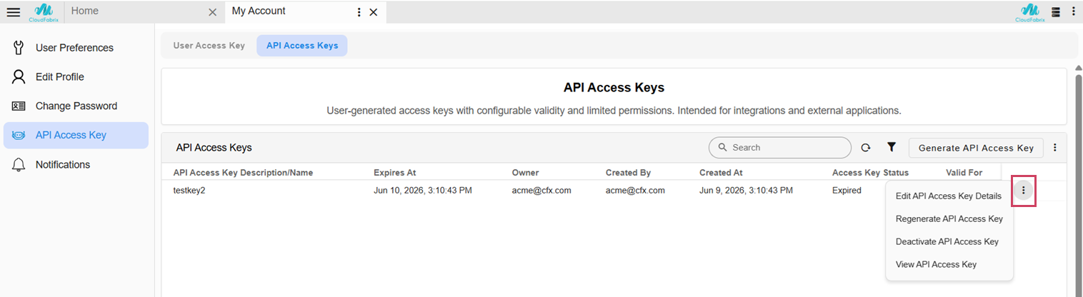 Manage API Key